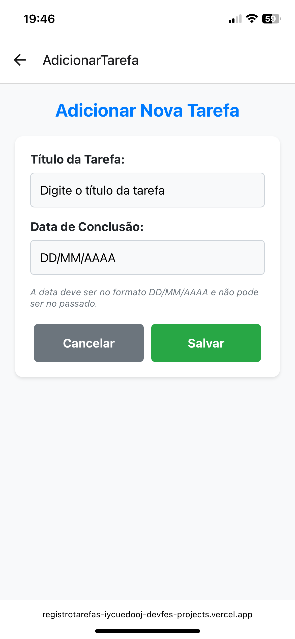 App de Registro de Tarefas